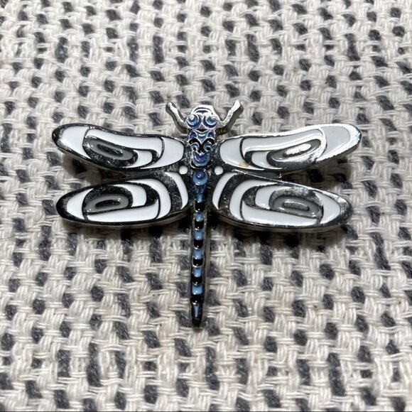 Jewelry - Dragonfly Enamel Pin - Black & White Accent